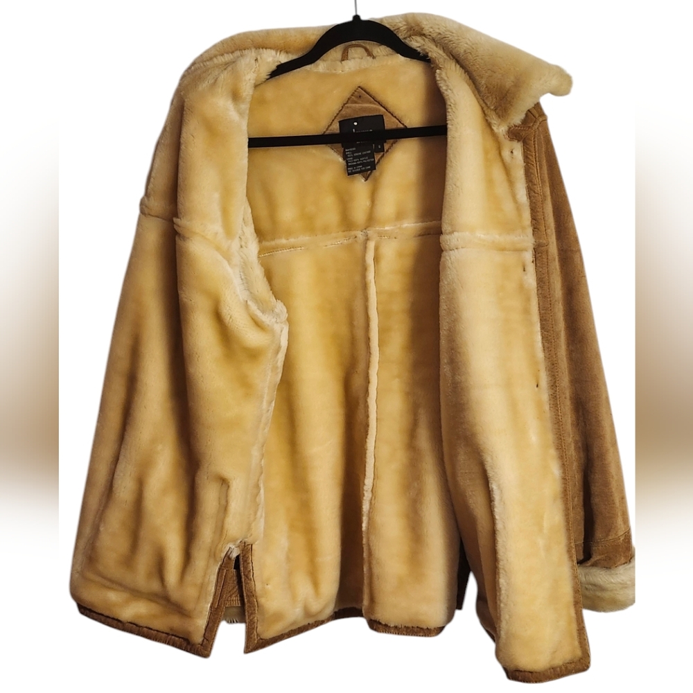 Dennis Basso Faux Fur Lined Leather Coat, Genuine Leather, Tan Leather, Small - Picture 7 of 8